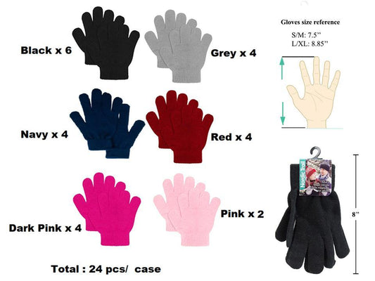 Nordic Trail Adult Knitted  Magic Gloves, 6/C, h/c & hanger