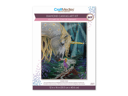 Craft Medley Kit: Diamond Painting Art Kit 12"x16" w/Gems+Tool+Tray R) Fantasy Friends