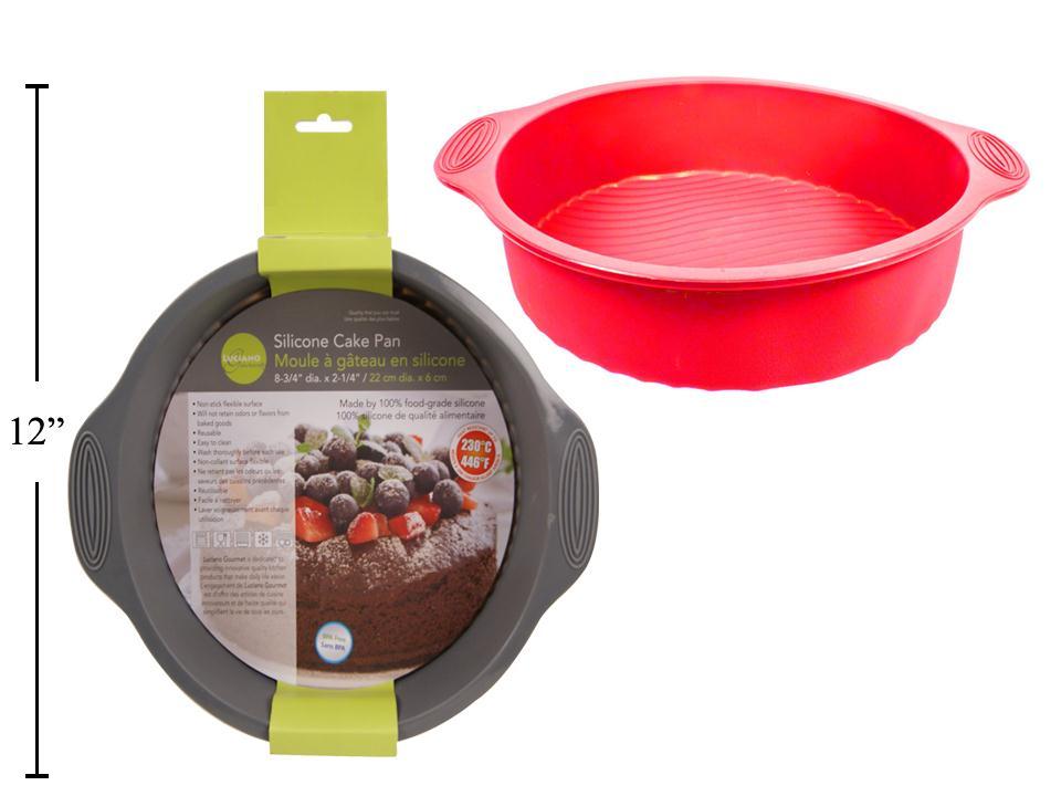 L.Gourmet 9"Dia. x2.5"H Silicone Cake Pan, 2 col., wrap card