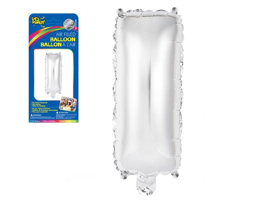 Let's Party "I" Silver Air Filled Balloon, 14"