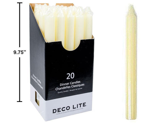 Deco Lite 10" Dinner Candle,  Ivory, 20/dsp, cello wrapped