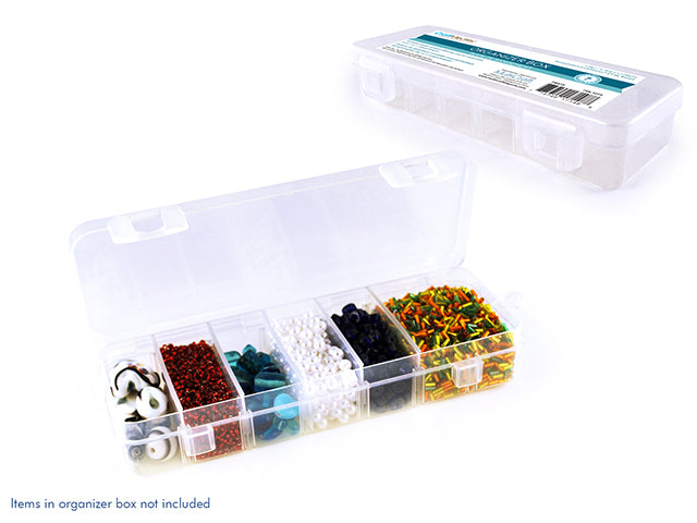 Craft/Bead Storage: 6.75"x2.25"x1 3/16" Organizer Box w/Lid+6 Dividers
