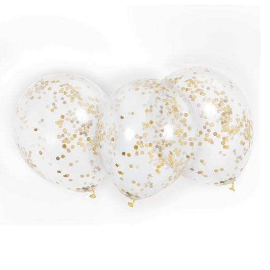 Clear Latex Balloons with Gold Confetti 12"  6ct - Pre-Filled