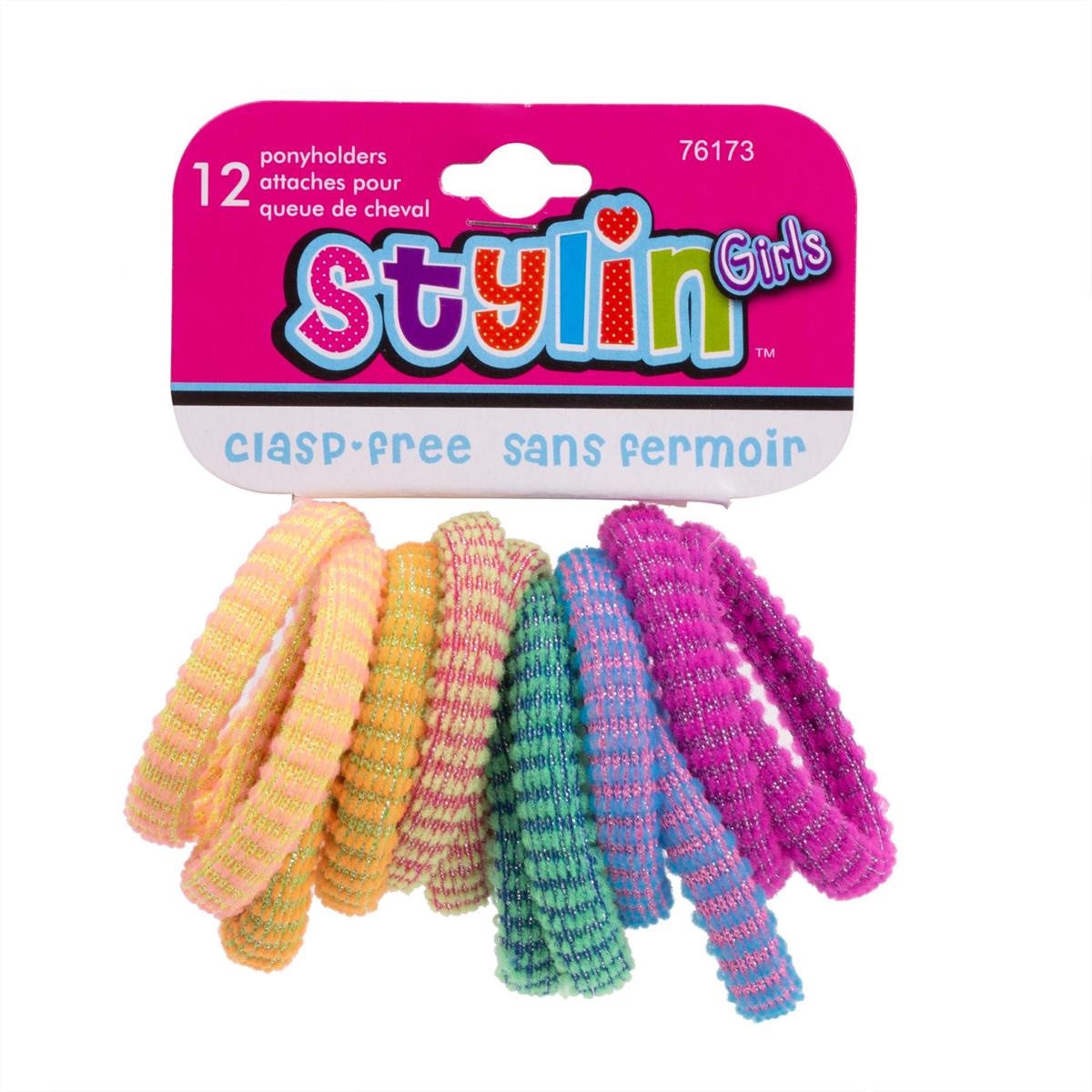 StylinG 12-pc Stripe Knitted Ponyholders, hc
