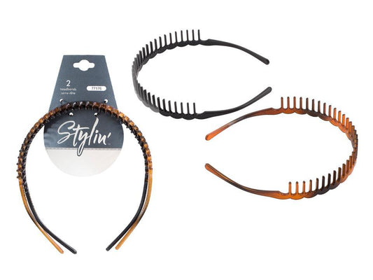 Stylin, 2pcs Headband, comb, black & tort, hc