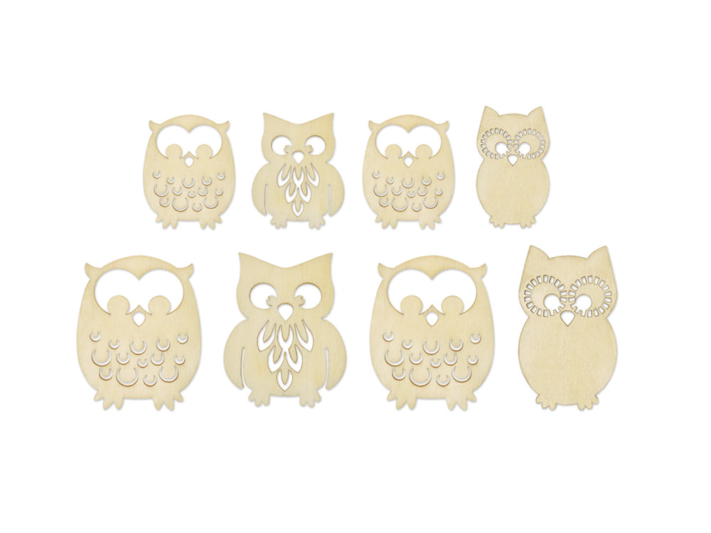 Wood Craft: Laser-Cut Wood Shapes x8 A) Owls