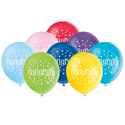 Congratulations 12" Latex Balloons  8ct