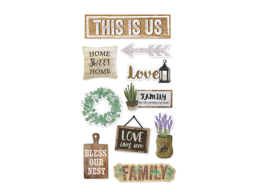 Handmade Sticker: 4.4"x7.5" 3D Themed Elements I) This Is Us