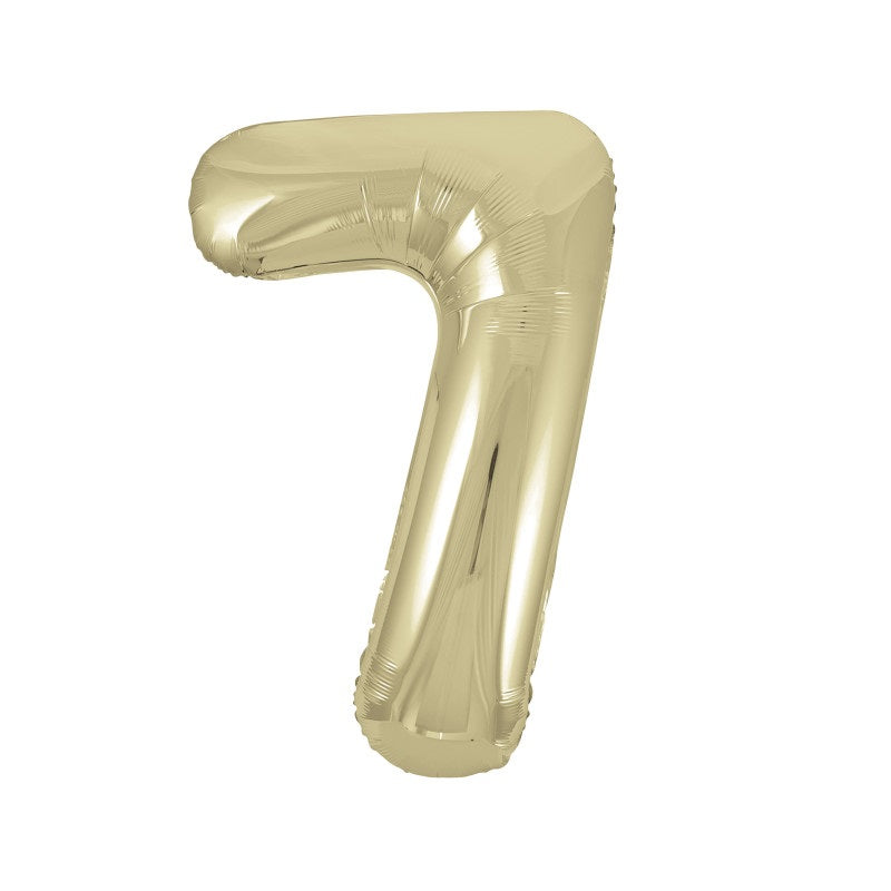 Gold Number 7 Shaped Foil Balloon 34"  Packaged