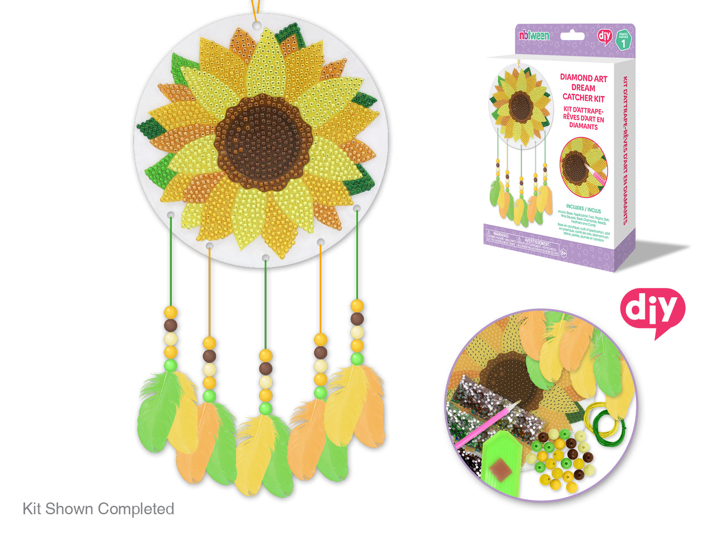 Craft Medley Kit: DIY Diamond Painting Dream Catcher Kit D) Sunflower