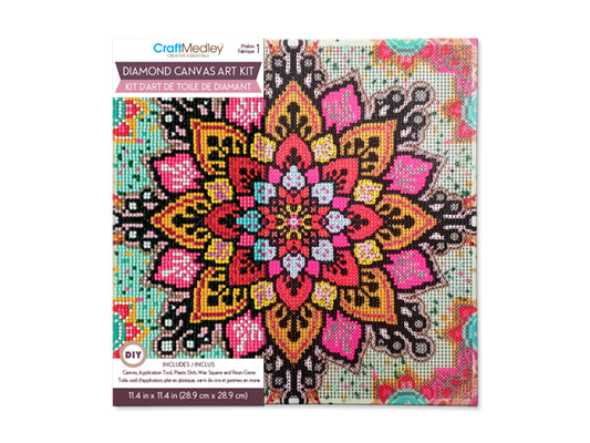 Stretch Artist Diamond Painting Canvas Kit: 11.4"x11.4" Primed Back-Stapld C) Mandala