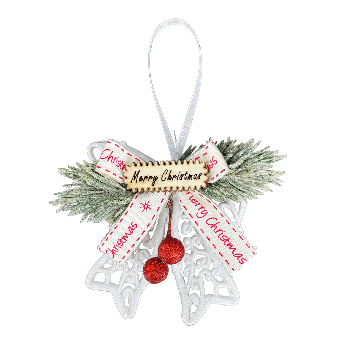 Deco N Christmas White Ribbow Bow Ornament . 3.5, cht