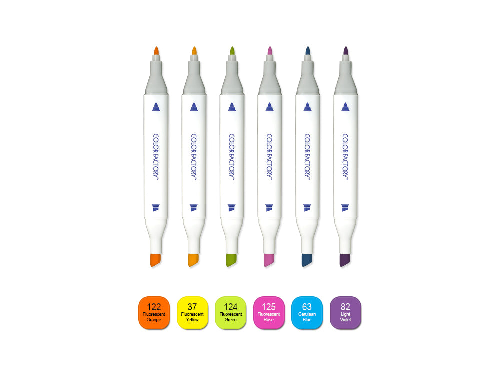 Color Factory: Water-Based Twin Markers Fine+Broad Tips 6pk A) Brights
