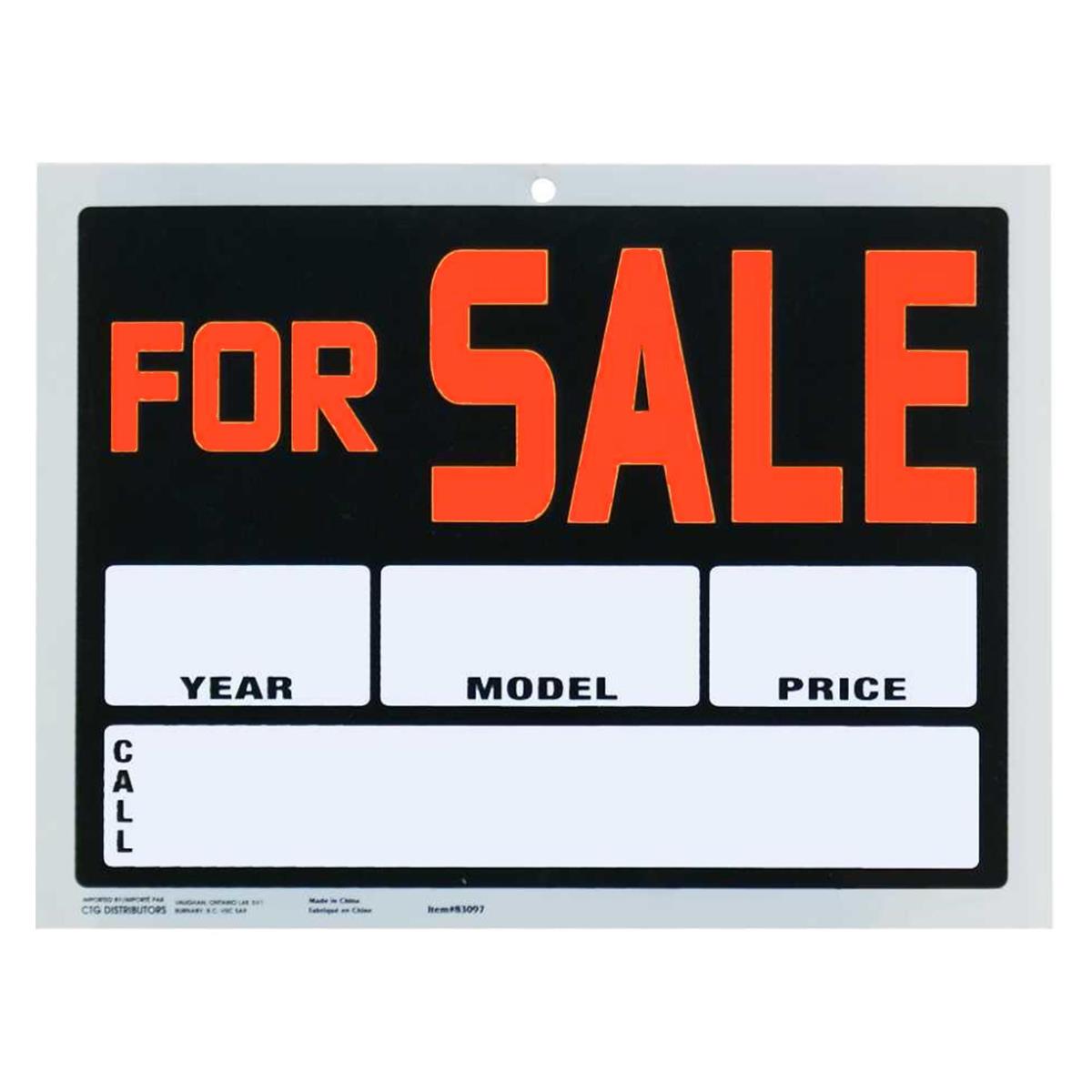9x12" Pvc Sign  "For Sale"  (Year/ Model/Price)