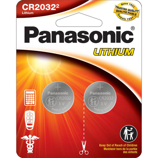 Panasonic 2pk. CR2032 Cell Battery CR2032 Lithium, 2pk 12/48