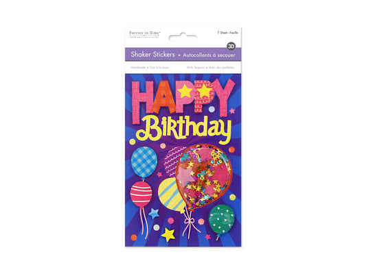 Handmade Sticker: 4.9"x7.3" 3D Shaker Series D) Happy Birthday