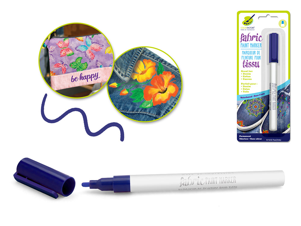 Color Factory: Fabric Paint Marker Permanent 3ml G) Blue Sapphire
