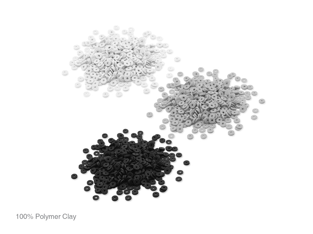 Polymer Clay Beads: 6mm Round Heishi 45g 3-Col 15g ea E) Classic