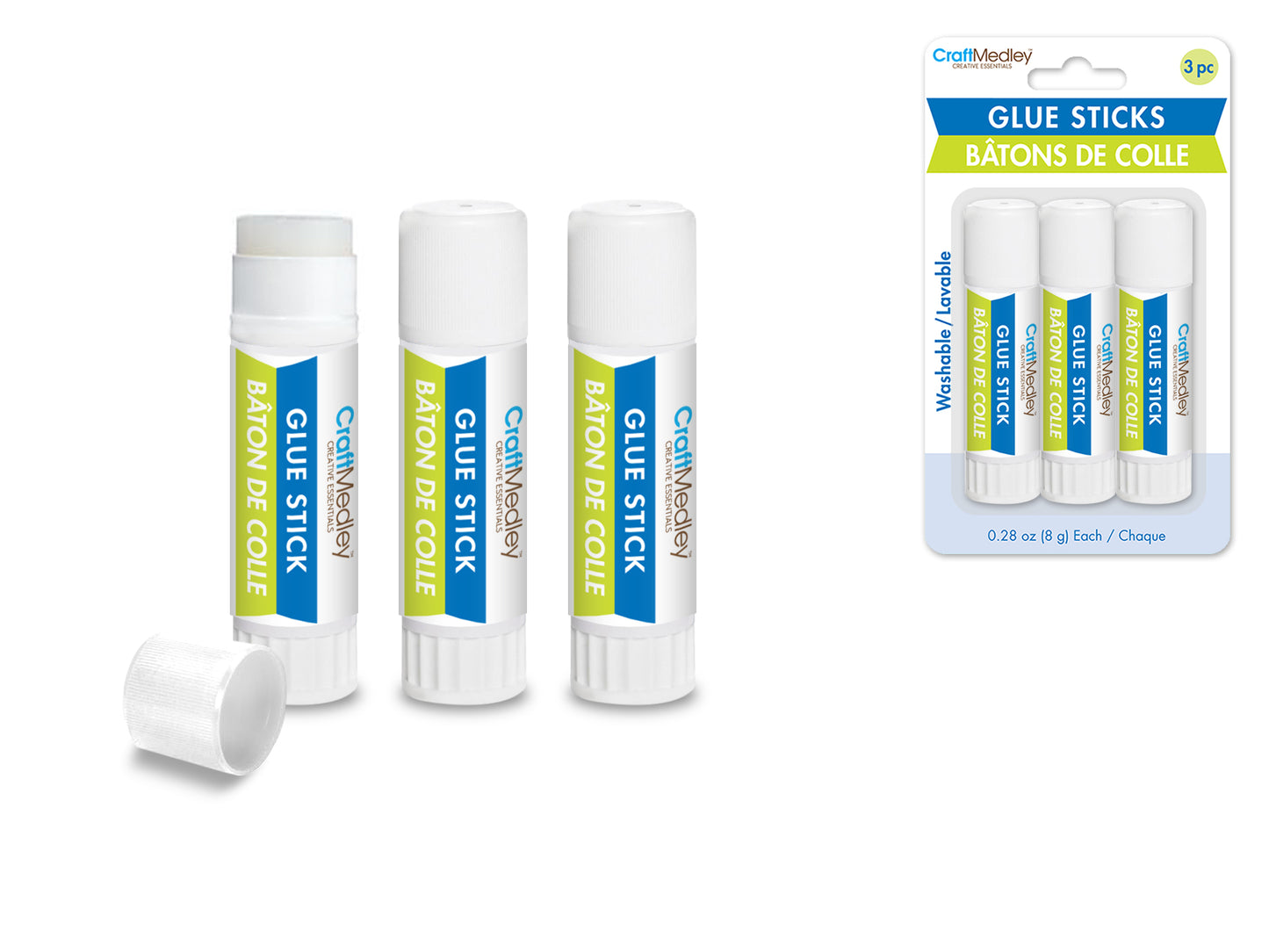 Craft Medley Glue: 8g Glue Sticks x3 Twist-Up Non-Toxic