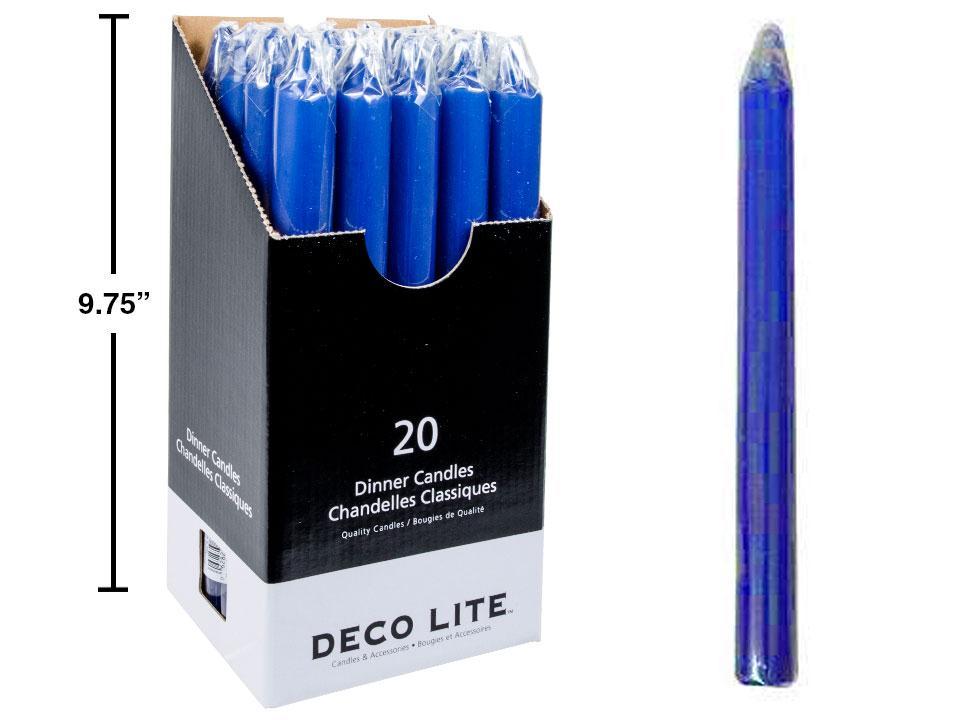 Deco Lite 10" Dinner Candle,  Blue, 20/dsp, cello wrapped