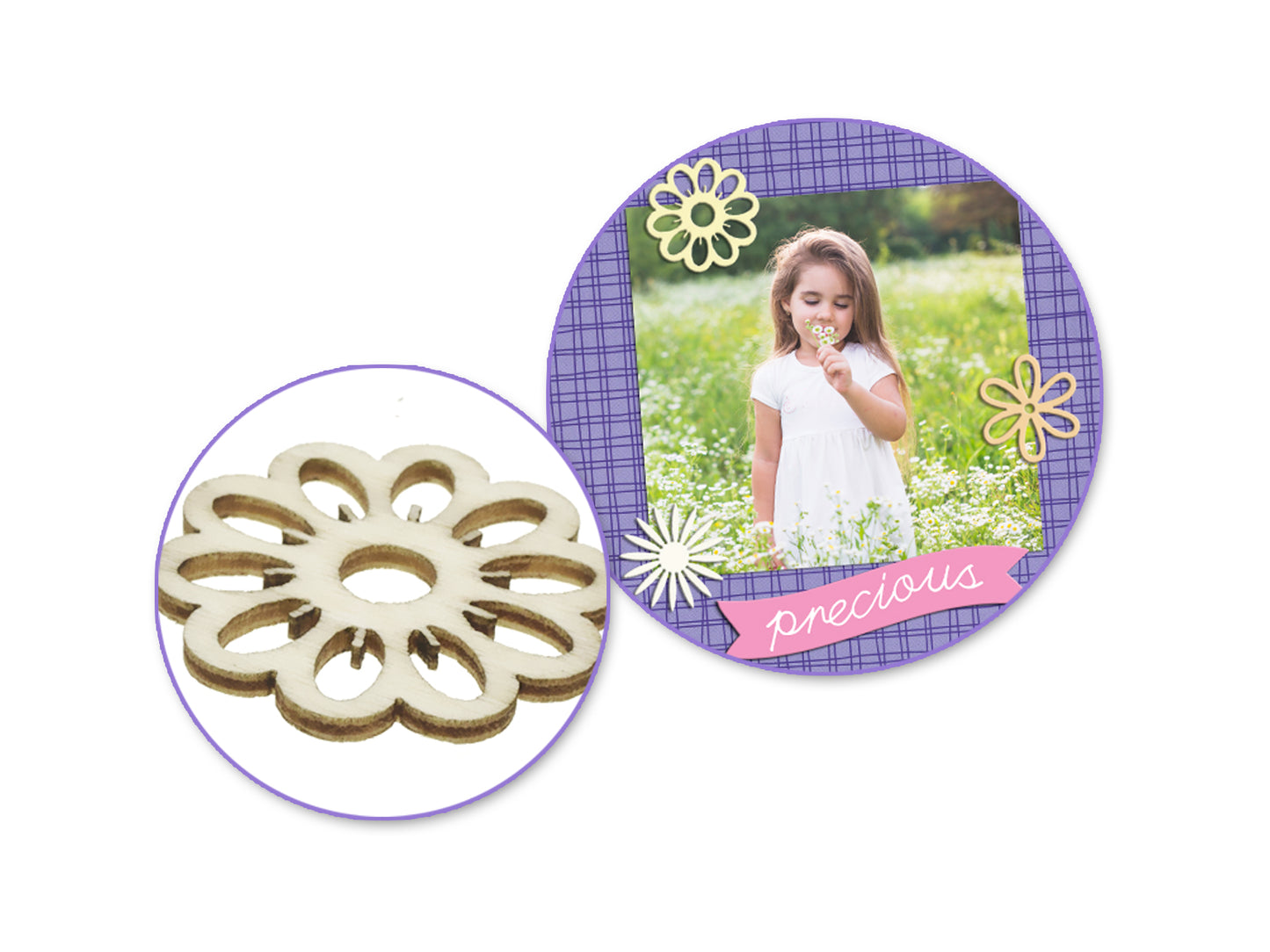 Paper Craft Emb: 45pc Mini Wood Emb in 9-Comp Box A) Floral