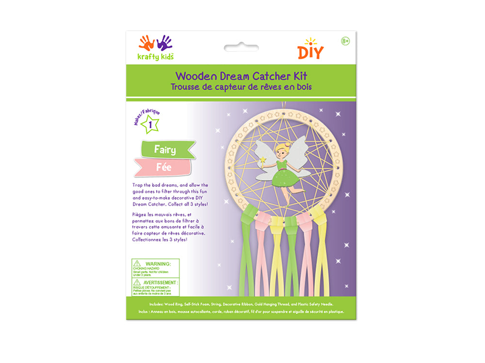 Krafty Kids Kit: DIY Wooden Dream Catcher Kit W/Ribbon Tails B) Fairy