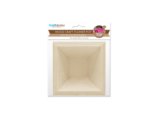 Wood Craft: 3"x2.4" Mini Square Flower Pot
