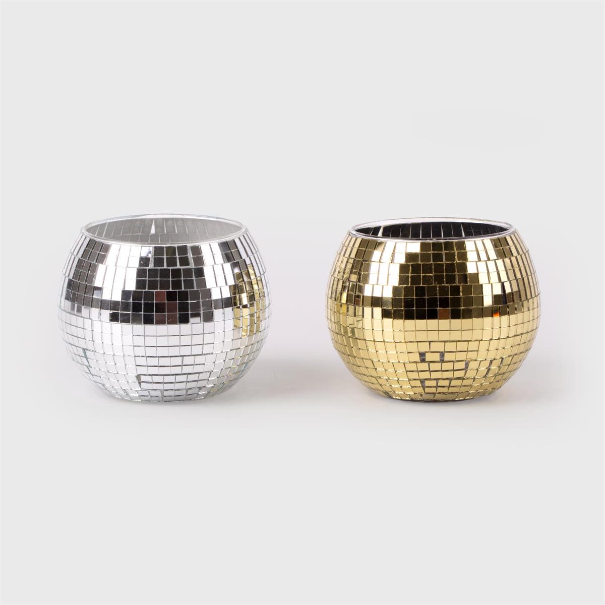 Mirrored Candle Holder, 2/c Glass, 4"Dx3.15"H