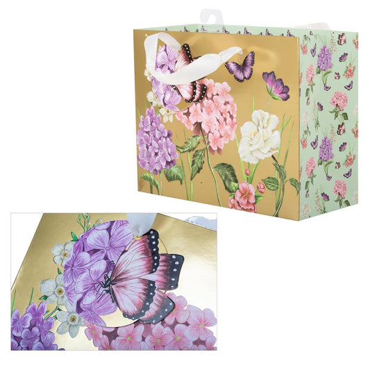 Paper T. DLX Med Horiz. Gift Bag Floral, Matte/HS 210GSM, tag+j-hook
