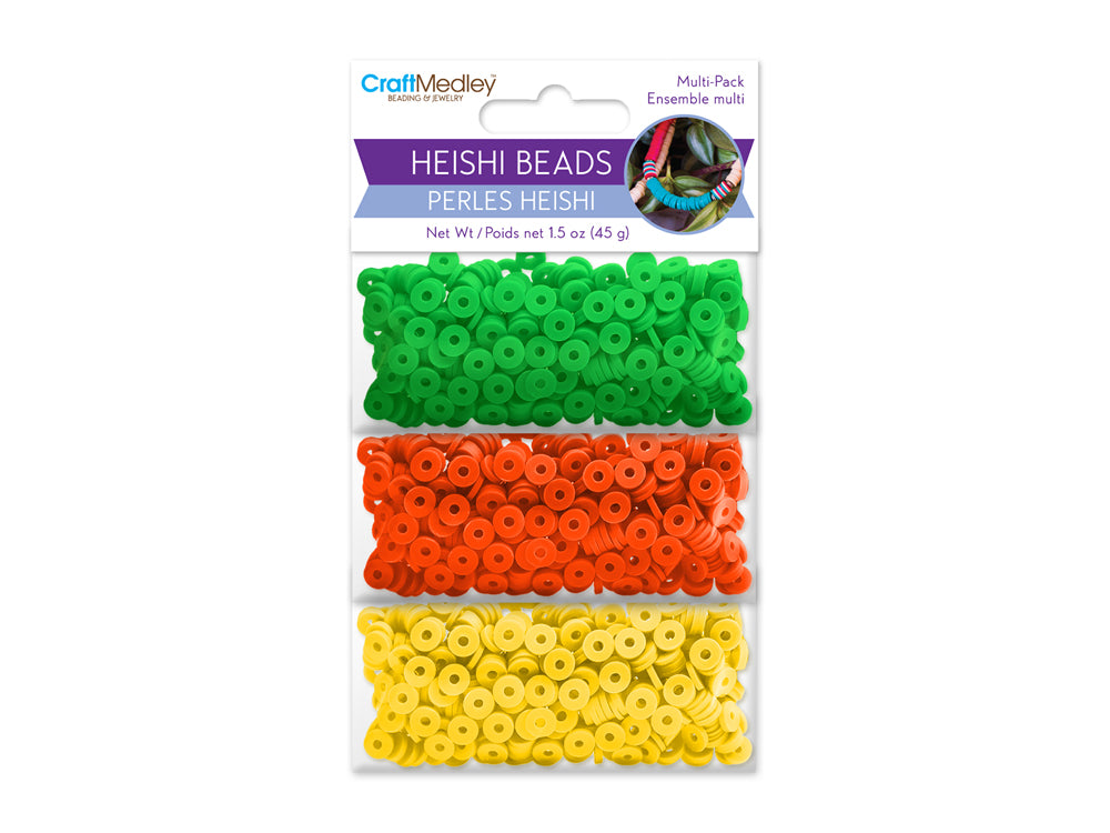 Polymer Clay Beads: 6mm Round Heishi 45g 3-Col 15g ea C) Tropicana