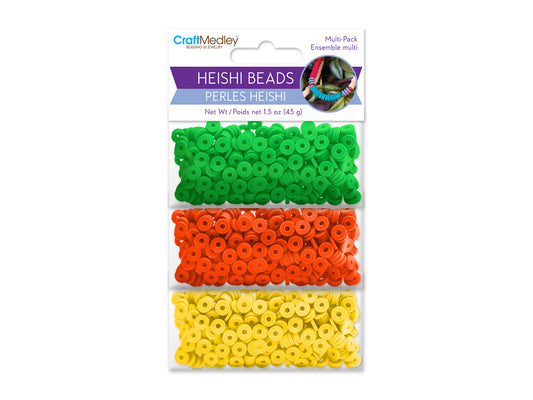 Polymer Clay Beads: 6mm Round Heishi 45g 3-Col 15g ea C) Tropicana