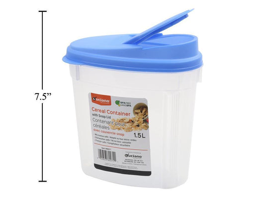 Luciano 1.5L(52-oz)Cereal Container w/Snap Lid, Oval