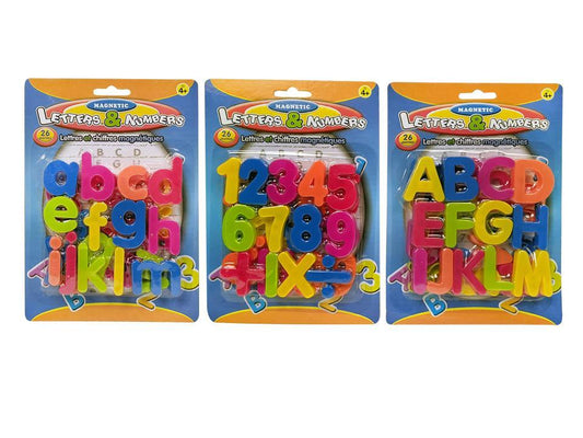 26-pc Magnetic Numbers & Letters, 3/s, blister card