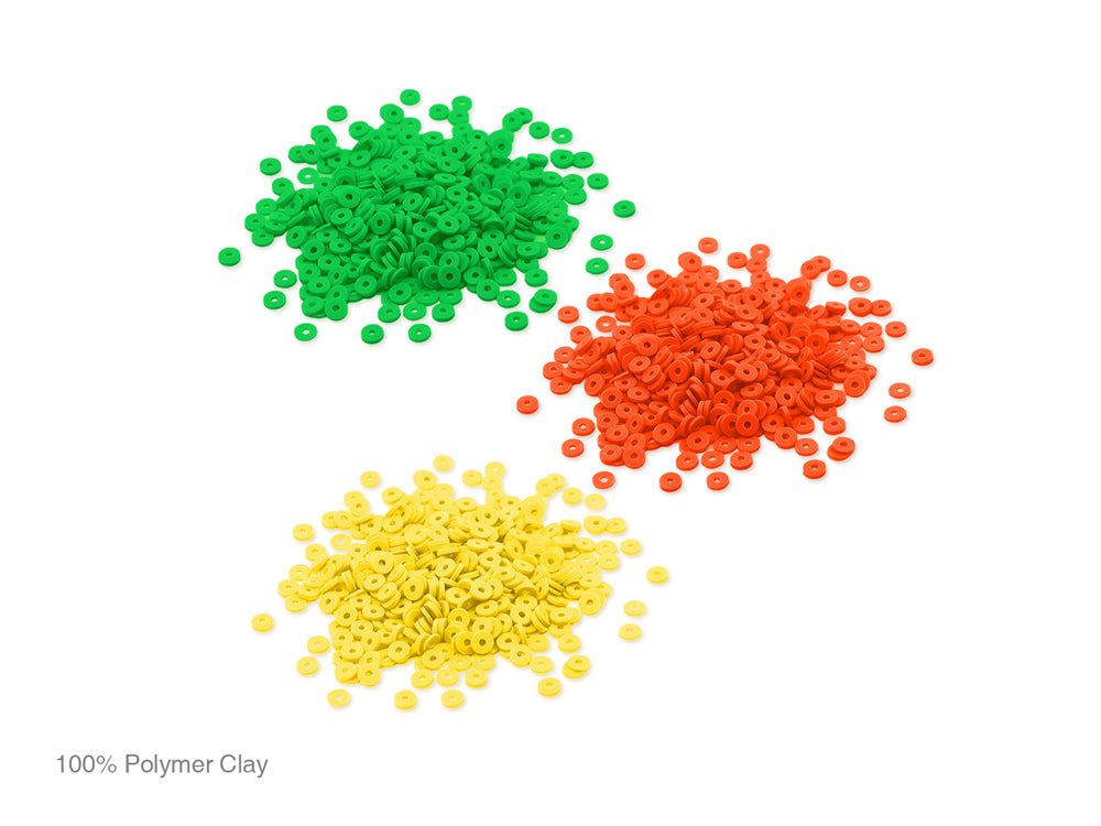 Polymer Clay Beads: 6mm Round Heishi 45g 3-Col 15g ea C) Tropicana