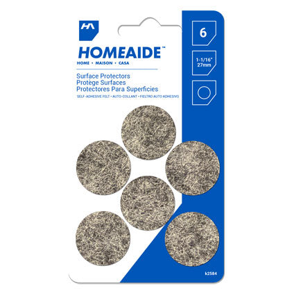 FELT SURFACE PROTECTORS - 6 1-1/16" ROUND 27MM