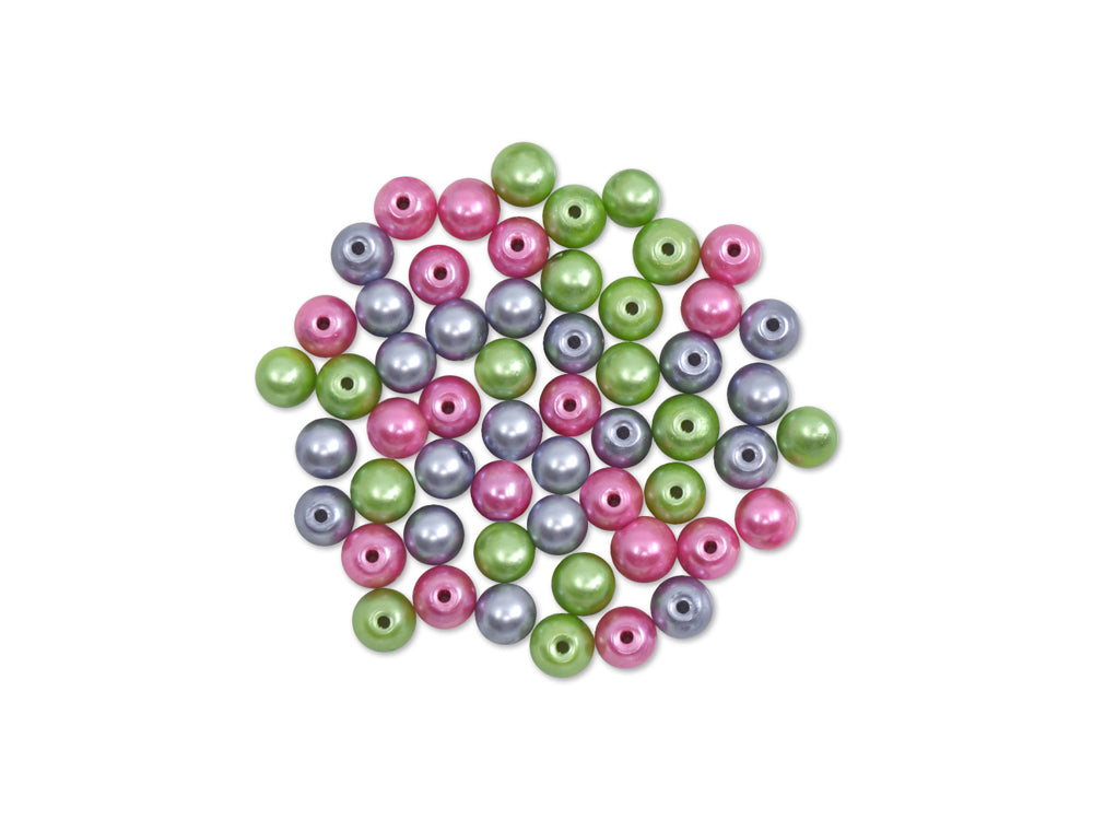Pearl Beads: 8mm Glass Fired Pearls 35g 3-Col Asst Multi-Pack A) Jewel