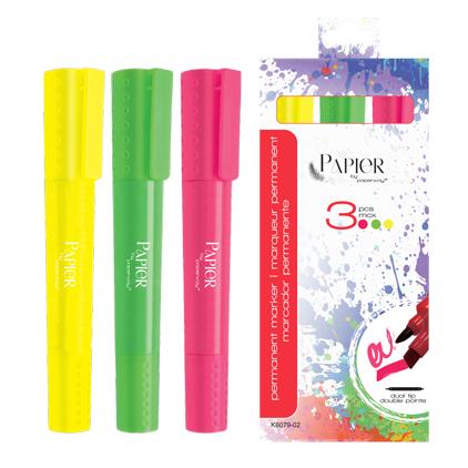 PERMANENT MARKER-3PK-TWIN TIP 3PK (PINK/LIGHT GREE