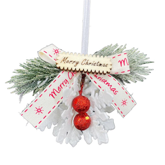 Deco N Christmas 3D Snowfake Ornament with "Merry Christmas" Ribbon Bow 2.35" x 3.15", cht