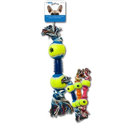 BALL AND ROPE DOG TOY ASST COLORS