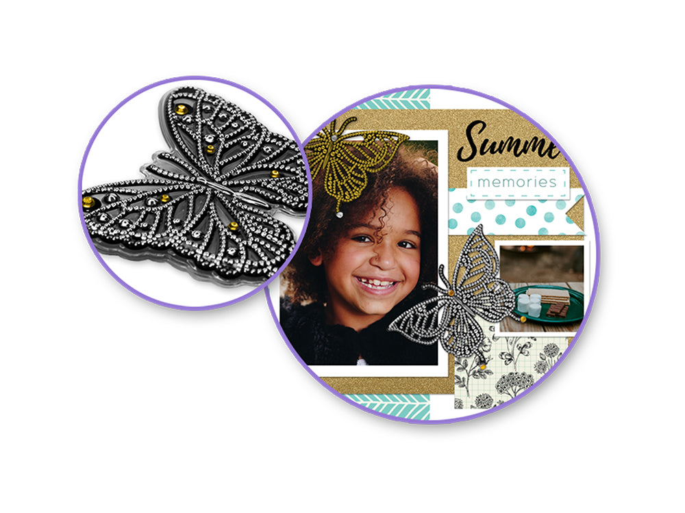 Paper Craft Emb: 2.5" Gem-Drop Butterflies 4pc Self-Stick A) Gold (Copy)