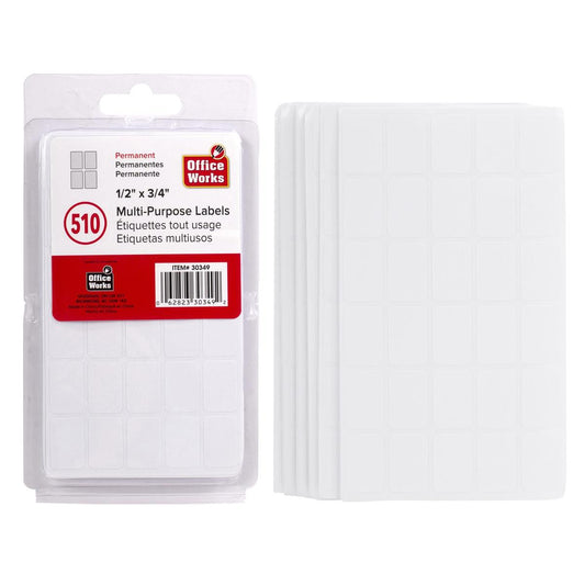 O.WKs.  Multi-Purpose Label, 510-pc 1/2x3/4", clam pack