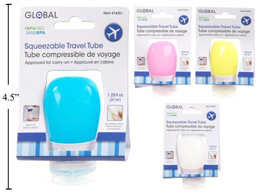 Global, 37ml Squeezable Travel Tube 4 asst colours, Card Holder(HZ)