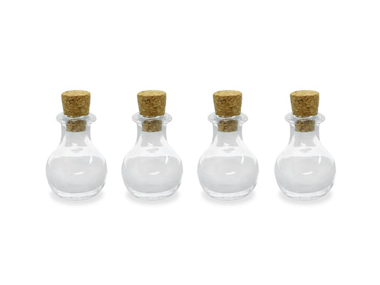 Glass Bottles: 1" Mini Containers w/Cork Lid 4pc Designer Series A) Bauble