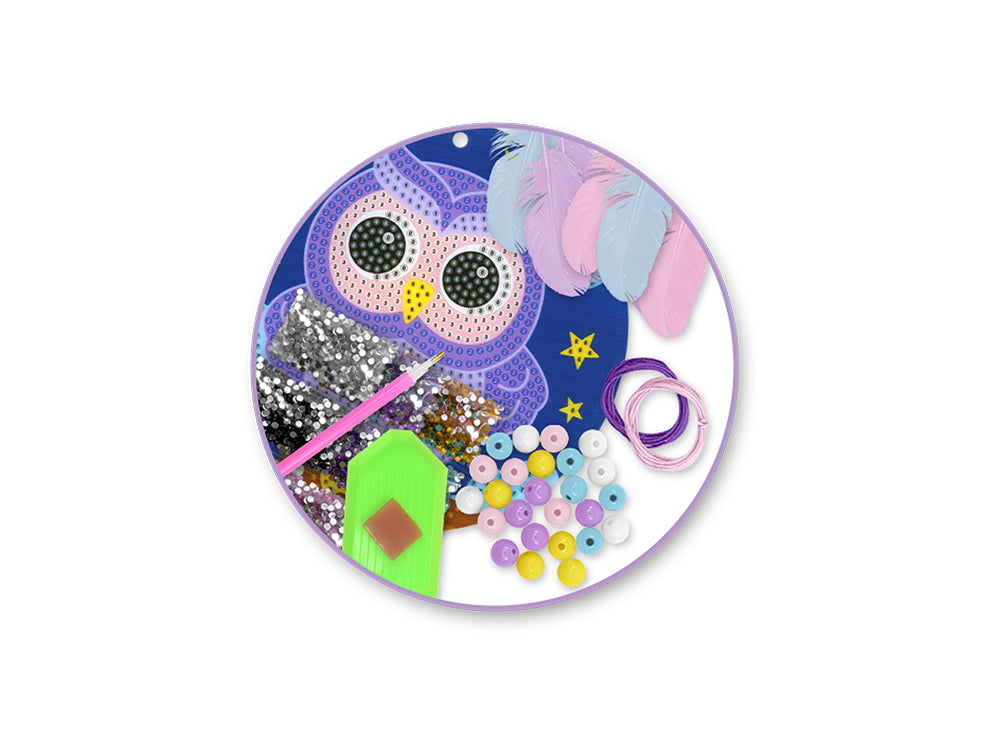 Craft Medley Kit: DIY Diamond Painting Dream Catcher Kit A) Night Owl