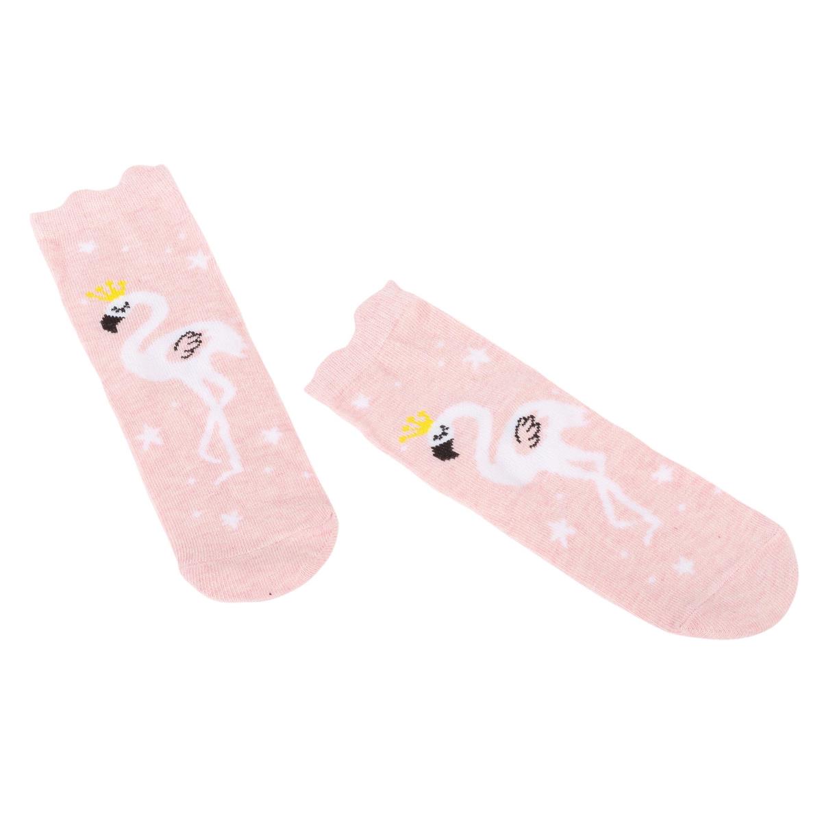 Sox, Girl 9-3.5 flamingobunny socks 2 asst, cottn/poly/span, hc