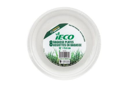 iECO 10" BAGASSE PLATE 8/PK  X 24/CS