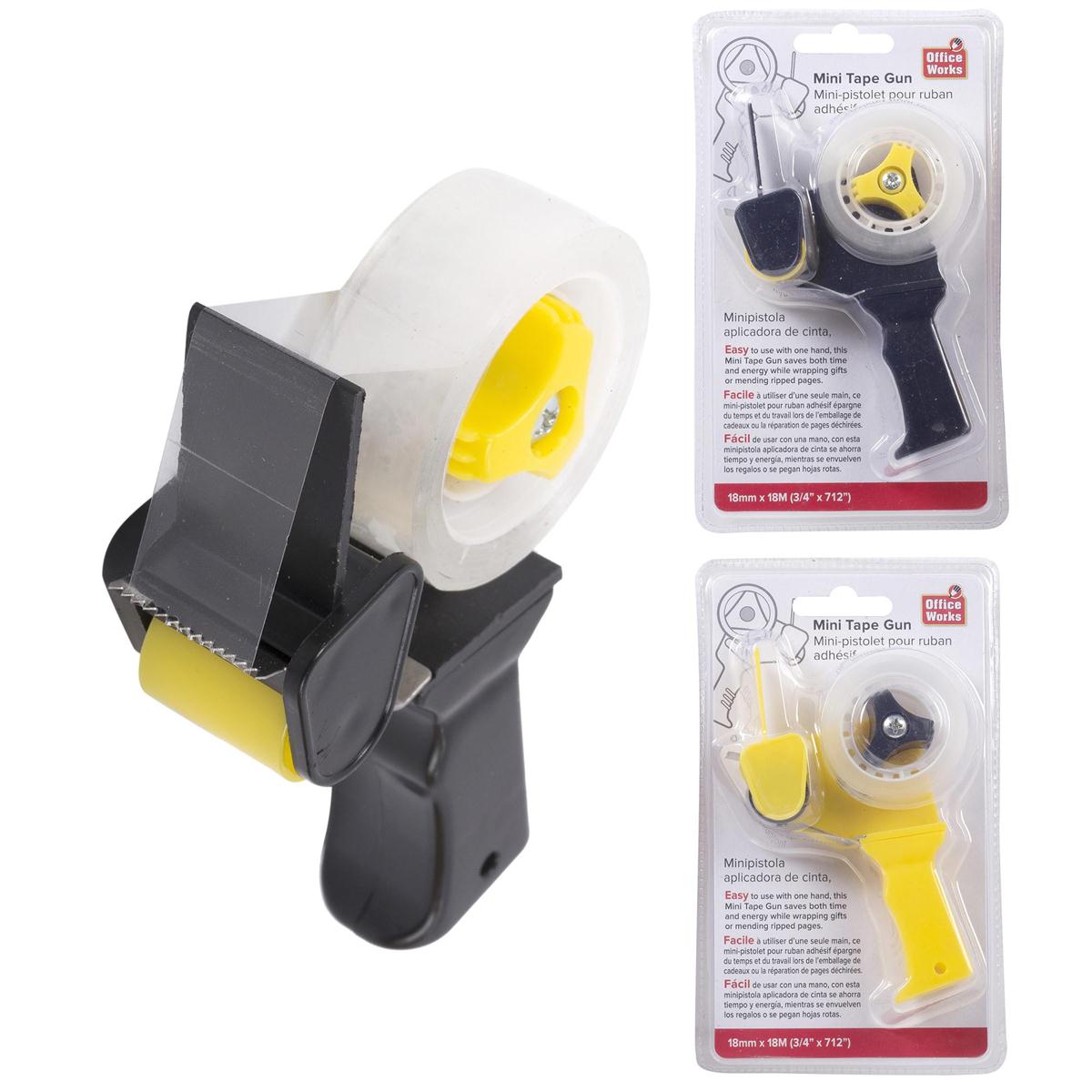 O.WKs. Mini Tape Gun, 2 Colours, clam pack