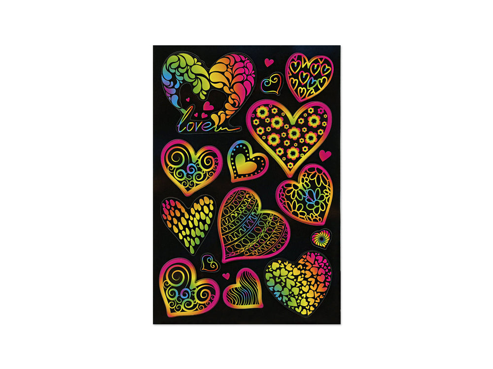 Handmade Sticker: 4.9"x7.3" 3D Rainbow Effect B) Love Hearts