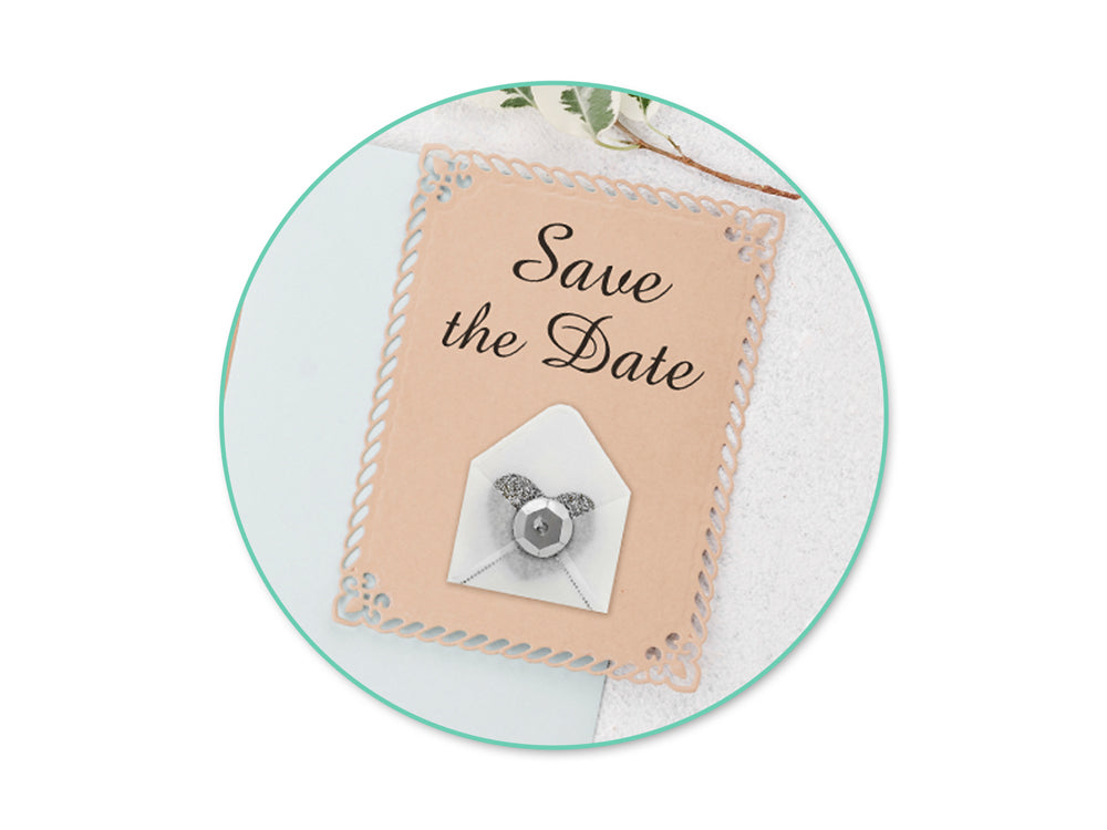 A Brides Wish: 0.9"x1.1" Mini Bling Vellum Envelope x6 Self-Stick B) Silver