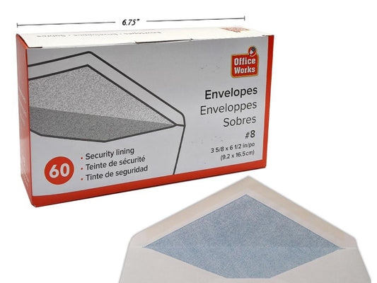 O.WKs. 60-pc #8 Security Envelopes, Boxed (VB37118)
